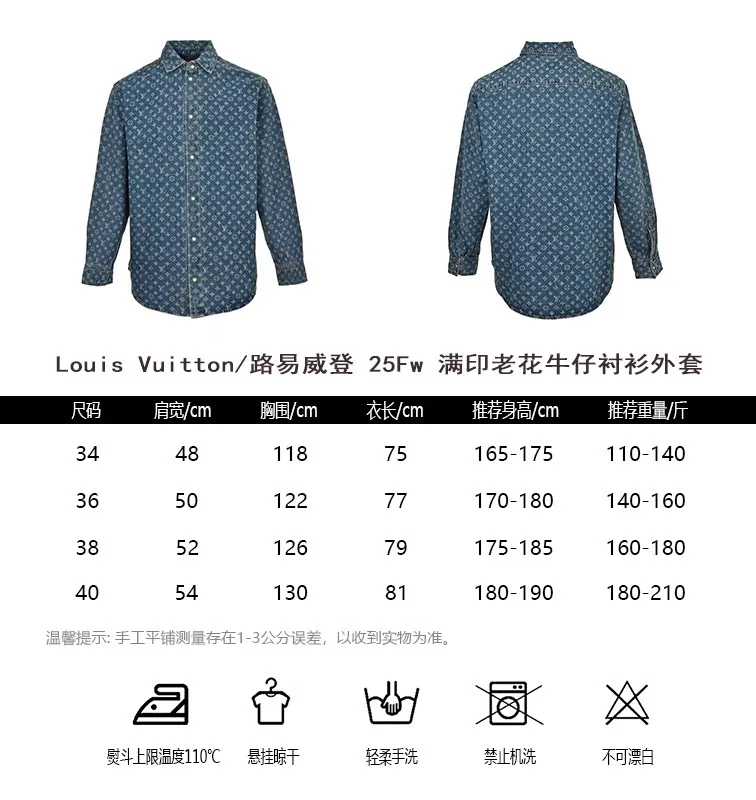 Louis Vuitton/Louis Vuitton 25Fw all-over printed old flower denim shirt jacket